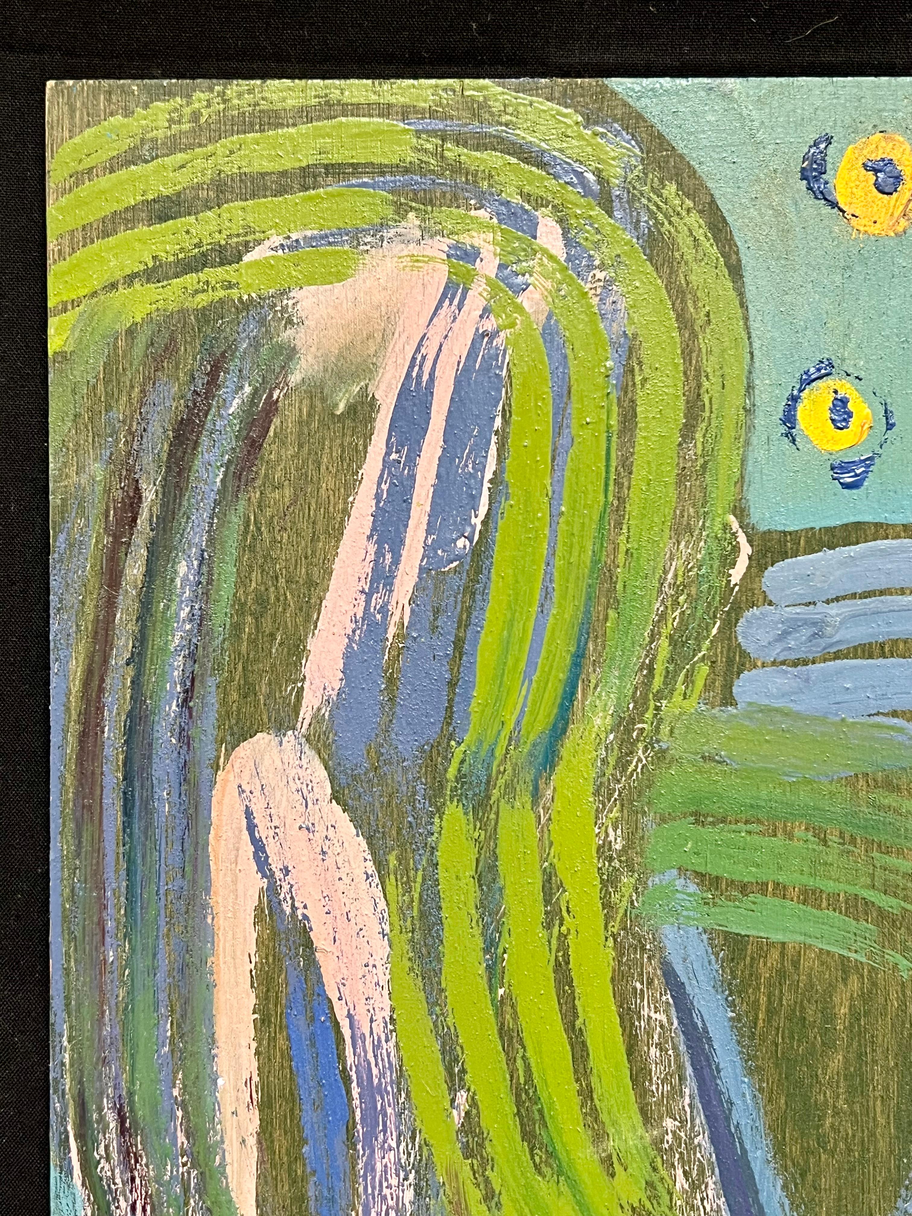 Peinture abstraite française du 20e siècle aux couleurs vives - Marron Abstract Painting par Gilbert Pelissier