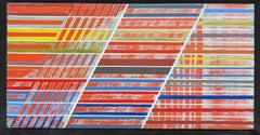 French 20th Century Vibrant Geometric Abstract Multicolored Stripes