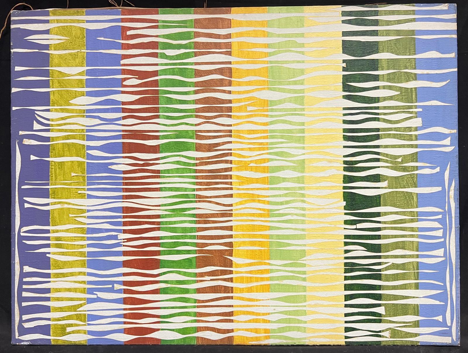 French 20th Century Vibrant Geometric Abstract Textured Interplay Of Colors - Painting by Gilbert Pelissier
