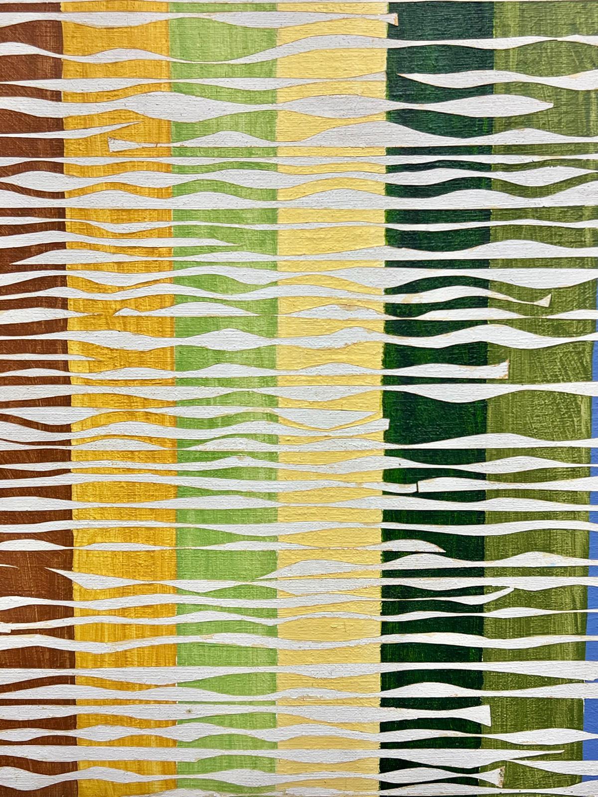 French 20th Century Vibrant Geometric Abstract Textured Interplay Of Colors - Abstract Expressionist Painting by Gilbert Pelissier