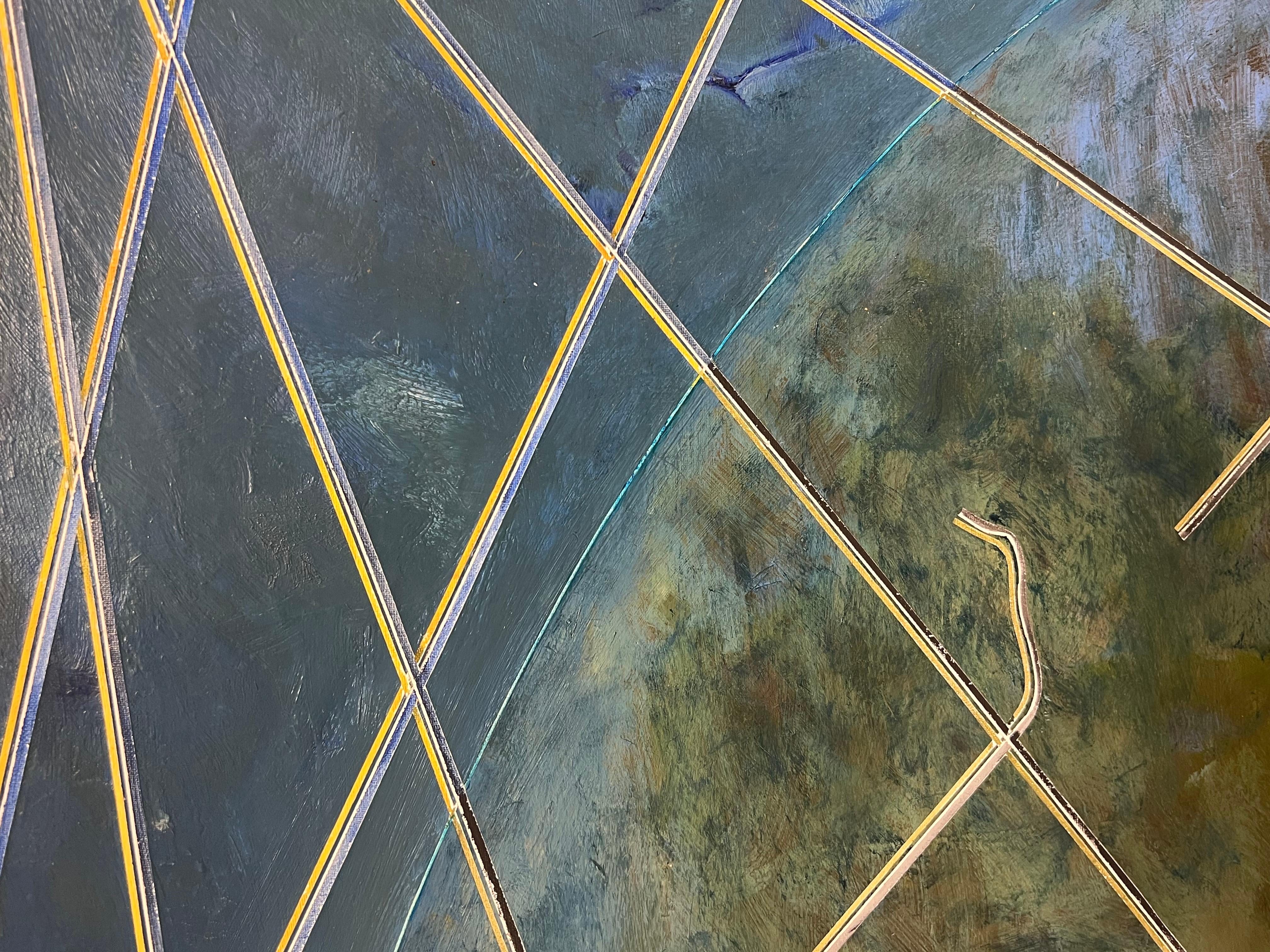 Astrazione geometrica vibrante del 20° secolo Greene & Greene - Painting Espressionismo astratto di Gilbert Pelissier
