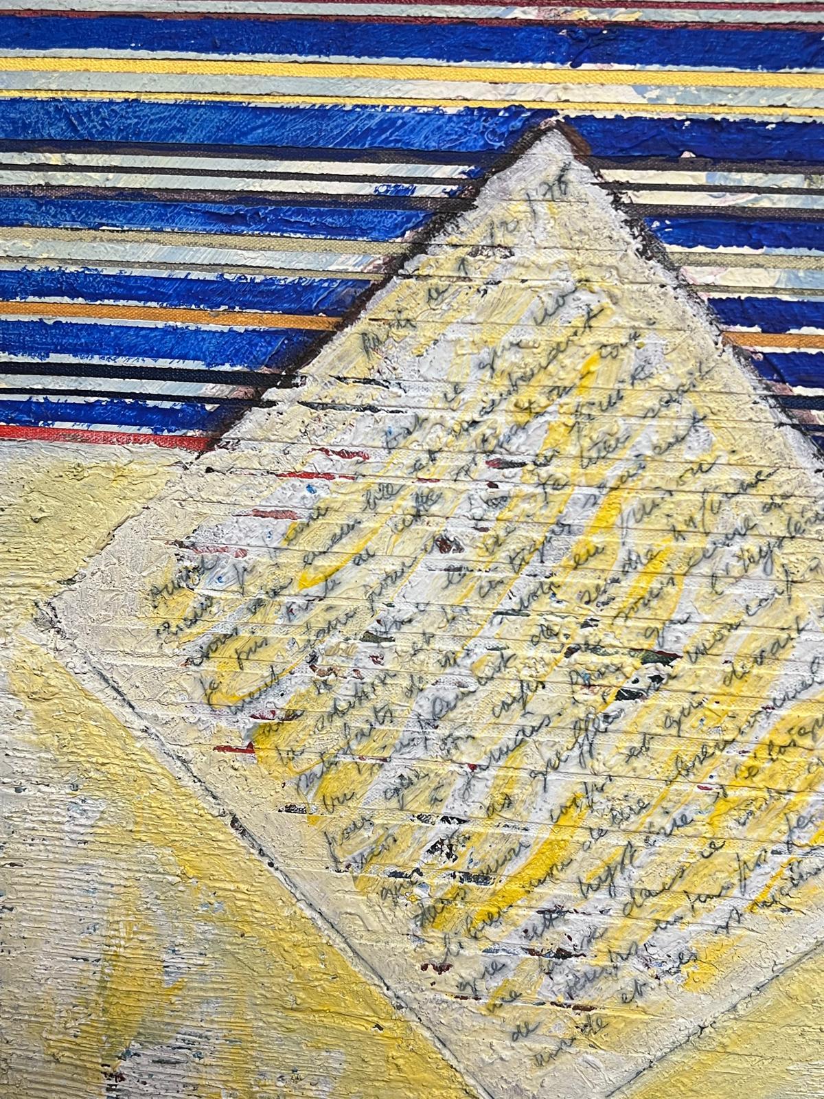 French 20th Century Vibrant Geometric Letter and Stripe Abstract For Sale 1