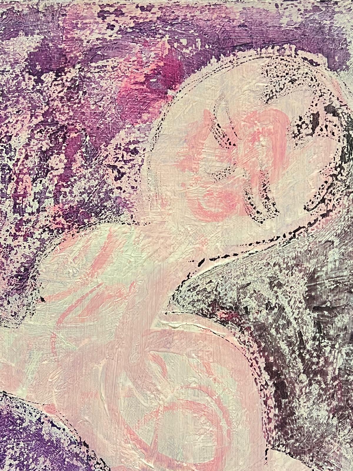 Figura astratta vibrante e geometrica rosa e viola del XX secolo francese in vendita 3