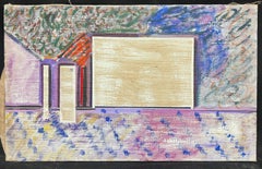 French 20th Century Vibrant Geometric Square Beige and Wacky Colour Abstract