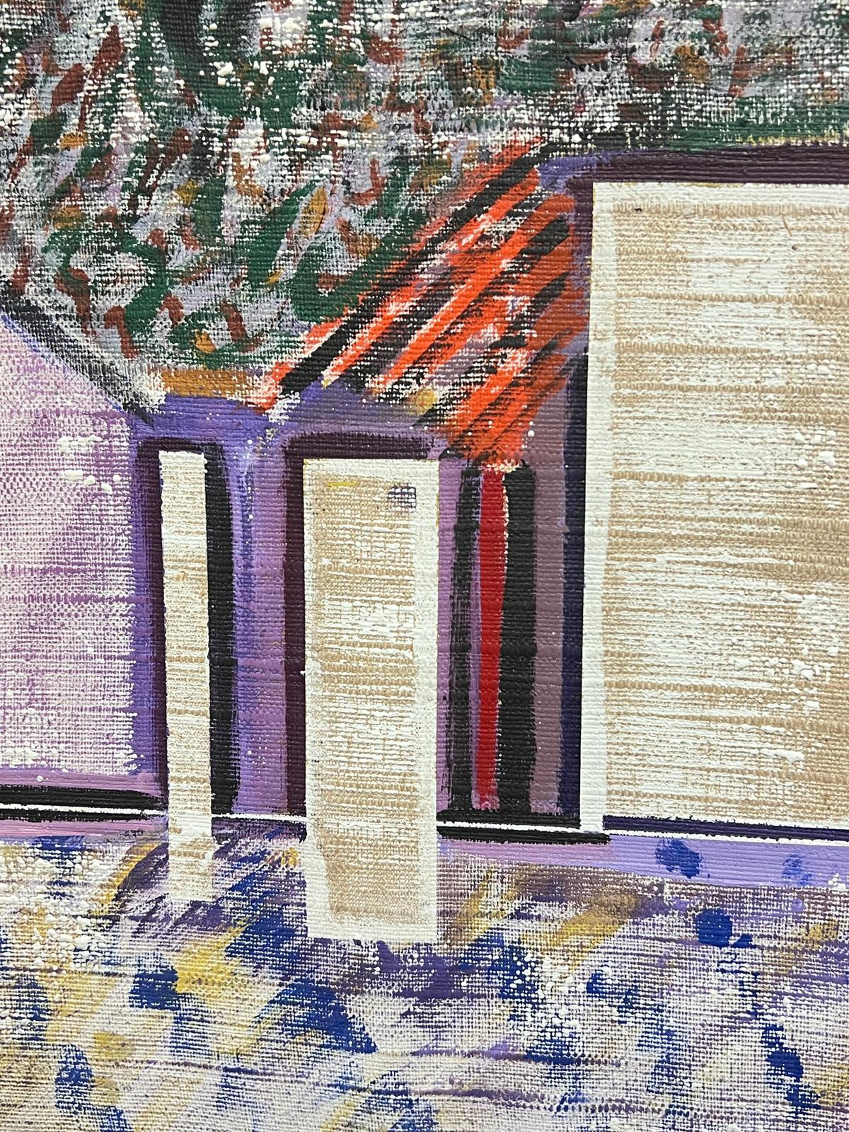 French 20th Century Vibrant Geometric Square Beige and Wacky Colour Abstract For Sale 1