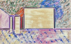 French 20th Century Vibrant Geometric Square Beige and Wacky Colour Abstract