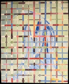 Composizione astratta geometrica francese a griglia con linee e griglie multicolori