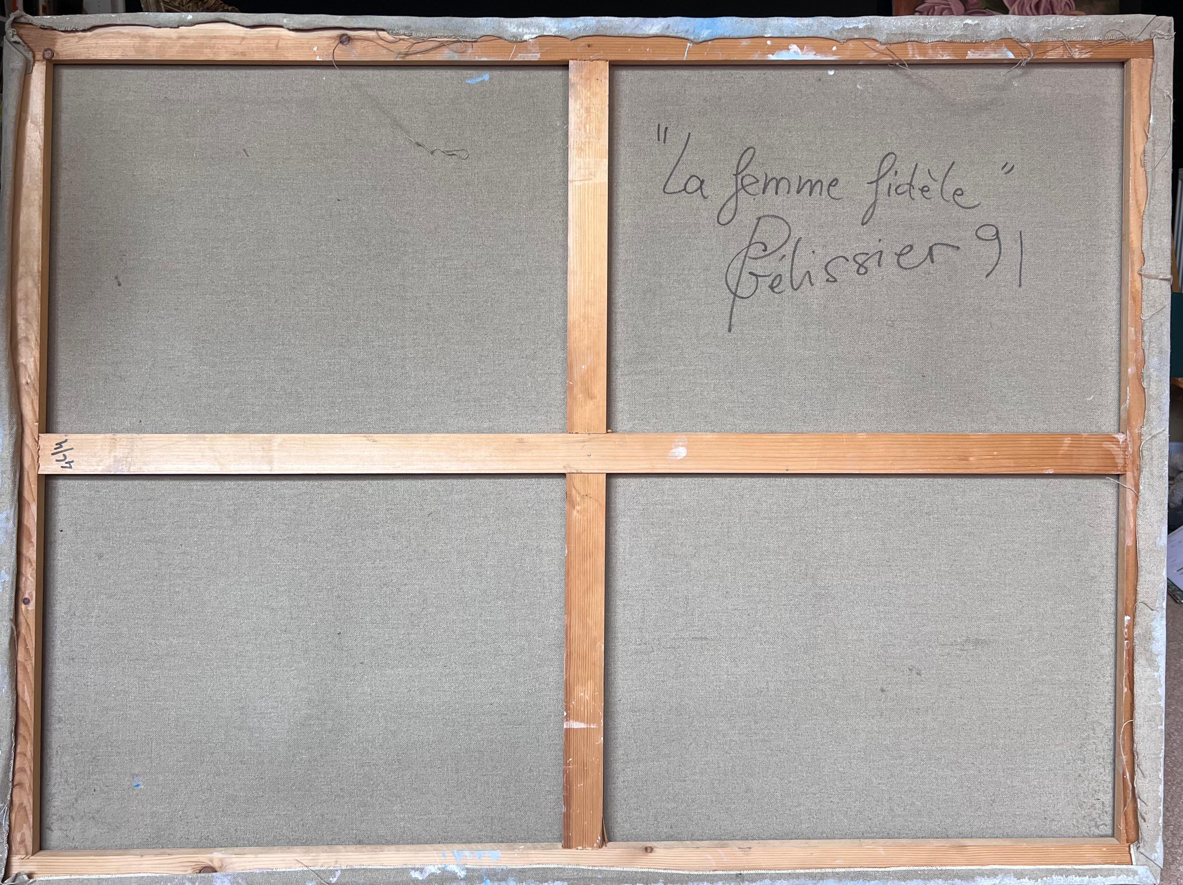 Graues abstraktes Portrait eines Kopfes ohne Gesichtszüge Französisches Gemälde des 20. im Angebot 8