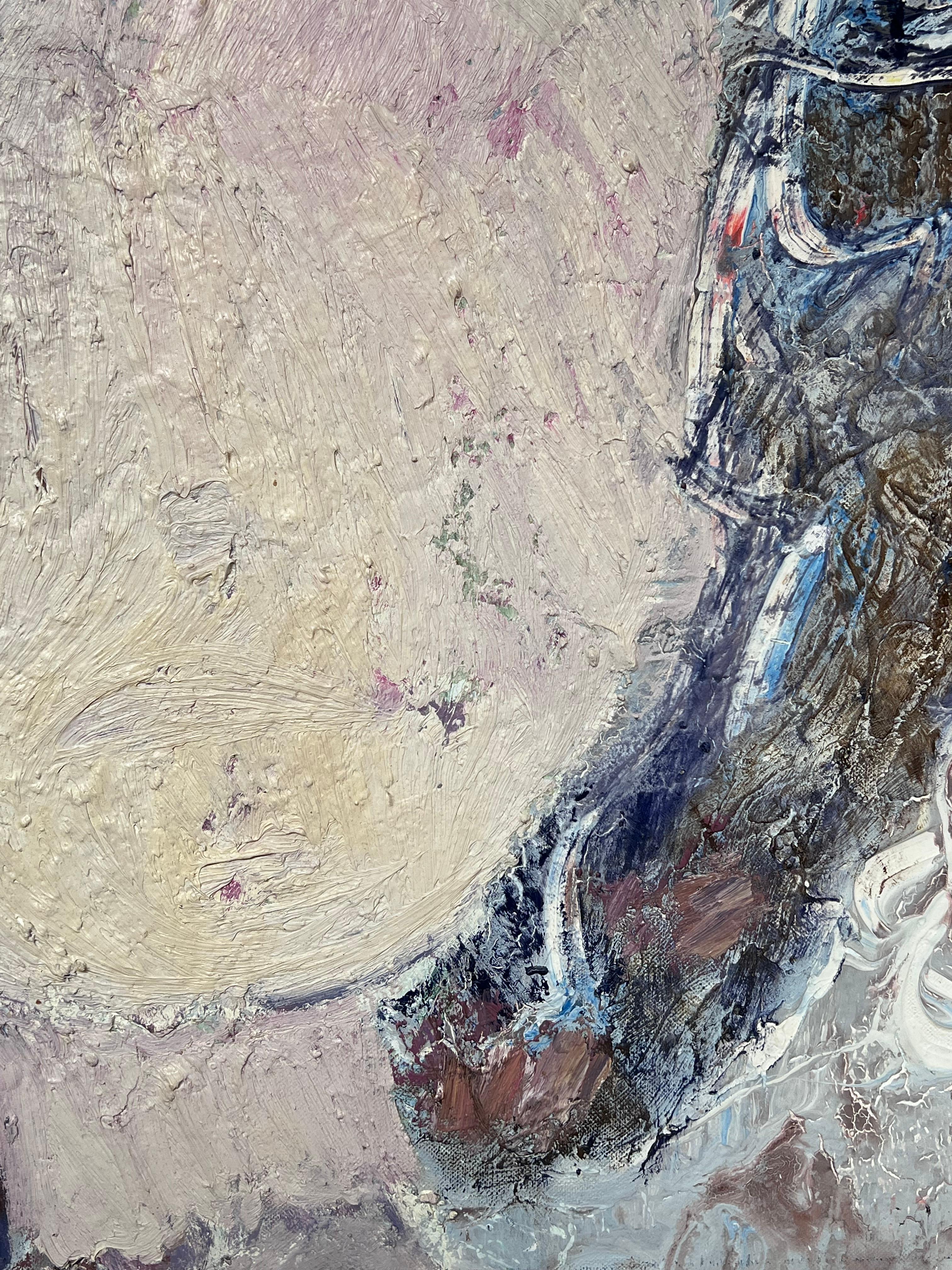 Abstrakt-expressionistische Komposition
unterzeichnet von Gilbert Pelissier (Franzose, geboren 1924)
Ölgemälde auf Leinwand, ungerahmt
datiert 91'
Größe der Leinwand: 38 x 51 Zoll
Zustand: insgesamt sehr gut, ein paar kleinere