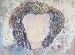 Ritratto astratto grigio di una testa senza lineamenti Pittura francese del XX secolo