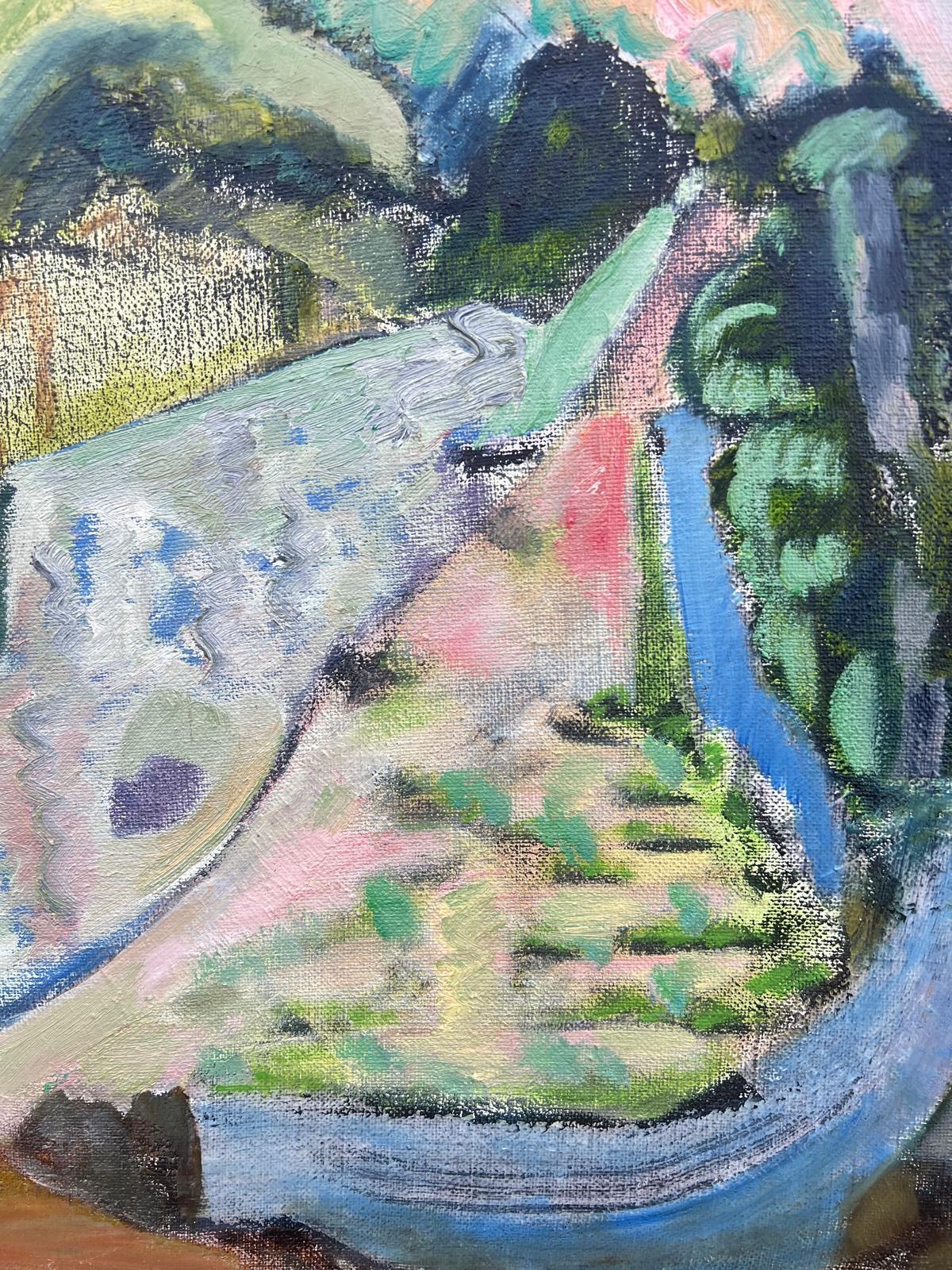 Enorme paisaje abstracto francés del siglo XX con suaves tonos pastel y texturas - Painting Expresionismo abstracto de Gilbert Pelissier