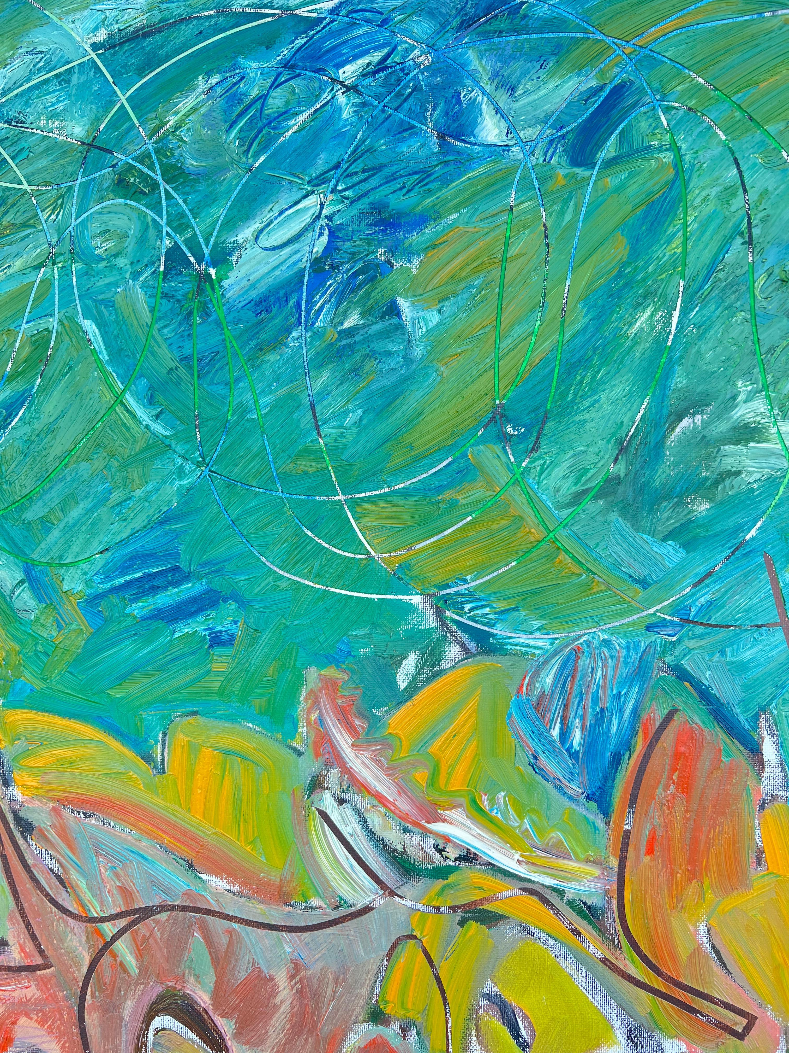 Huge French 20th Century Rhythms of Color Abstract Expression Landscape Painting For Sale 2
