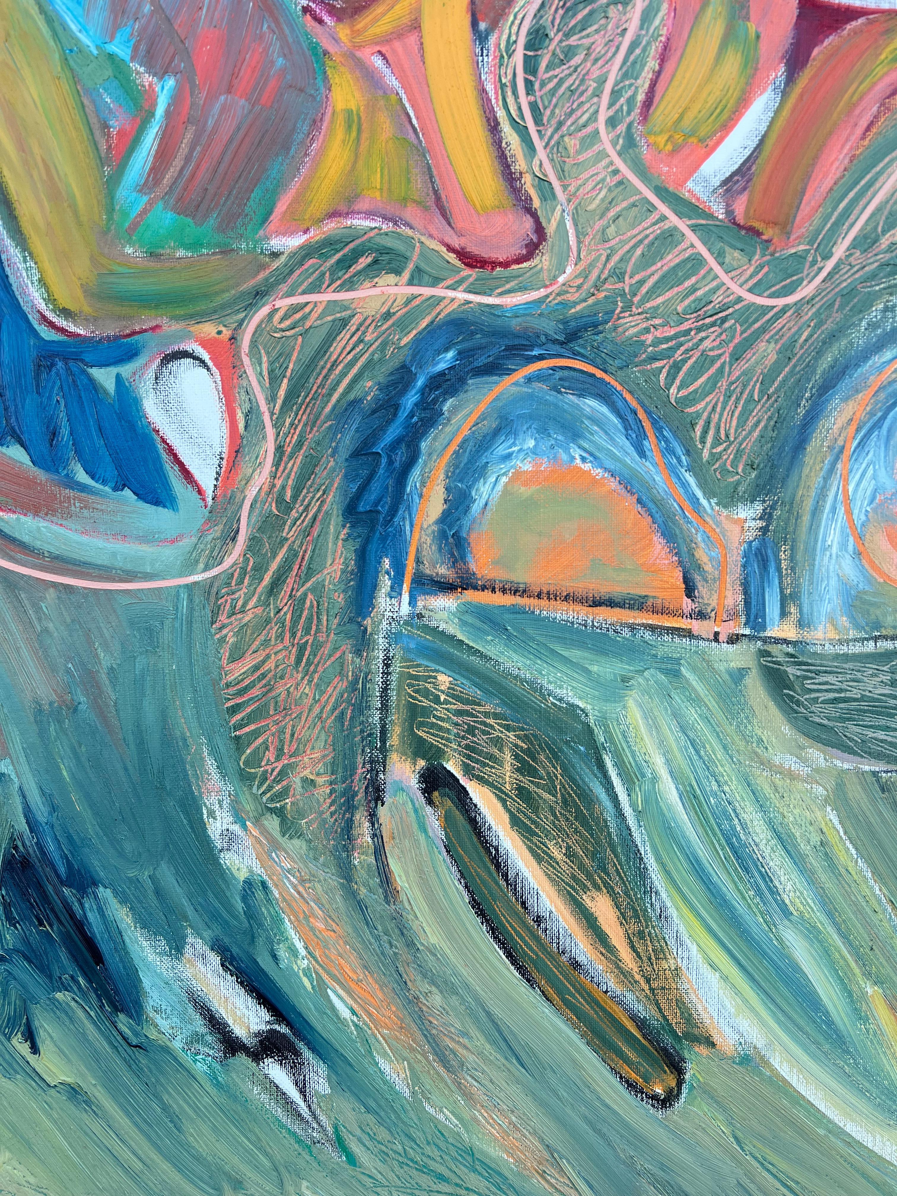 Huge French 20th Century Rhythms of Color Abstract Expression Landscape Painting For Sale 4