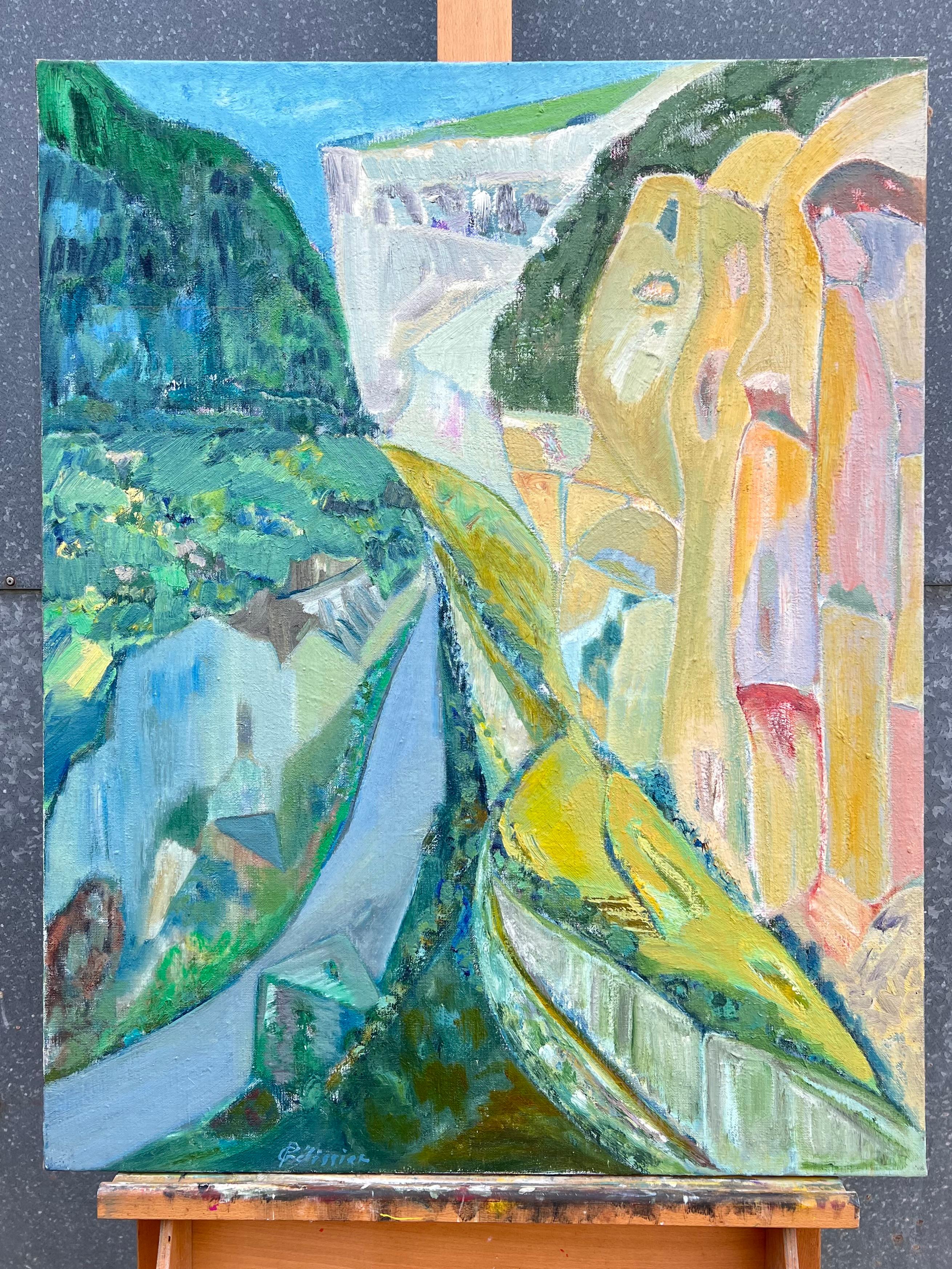 Grande paesaggio astratto francese del XX secolo Gorges De Verdon Provence - Painting di Gilbert Pelissier