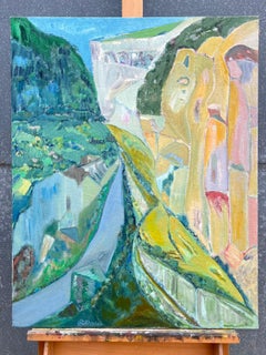 Large French 20th Century Abstract Landscape Gorges De Verdon Provence
