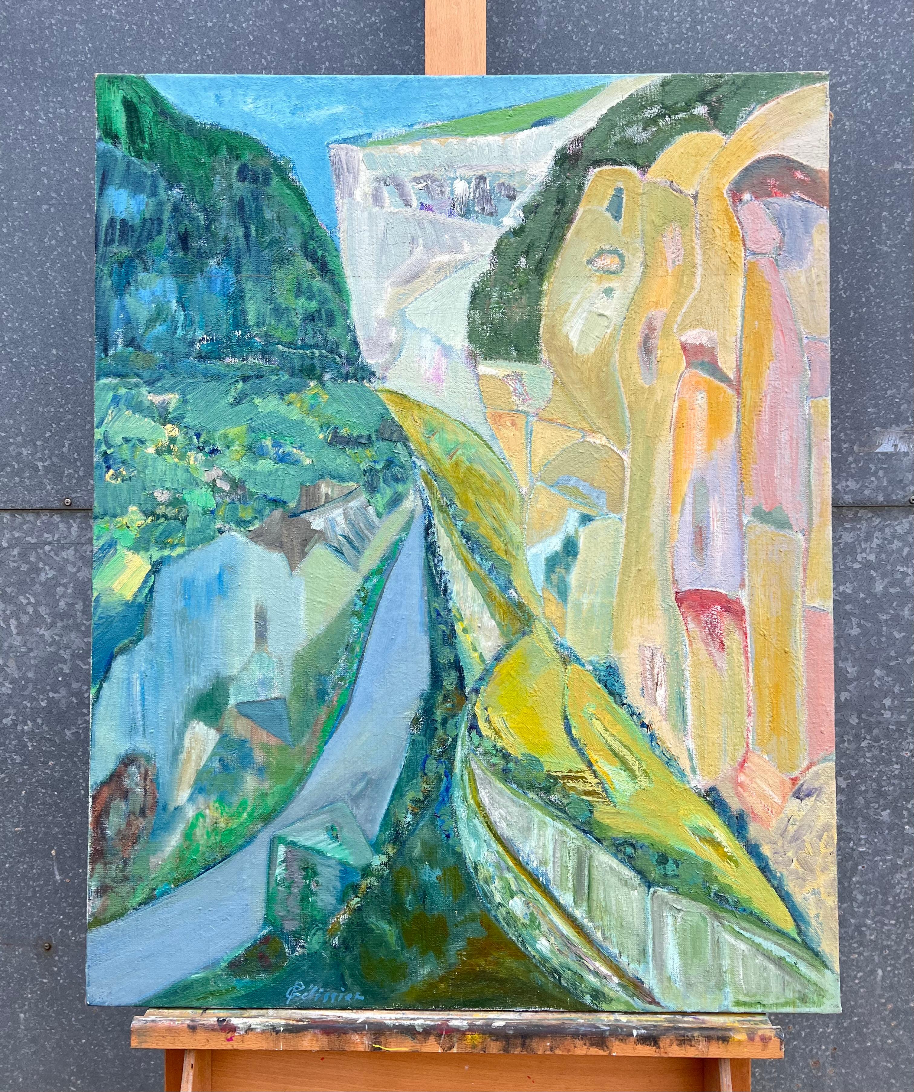 Grande paesaggio astratto francese del XX secolo Gorges De Verdon Provence - Painting Espressionismo astratto di Gilbert Pelissier
