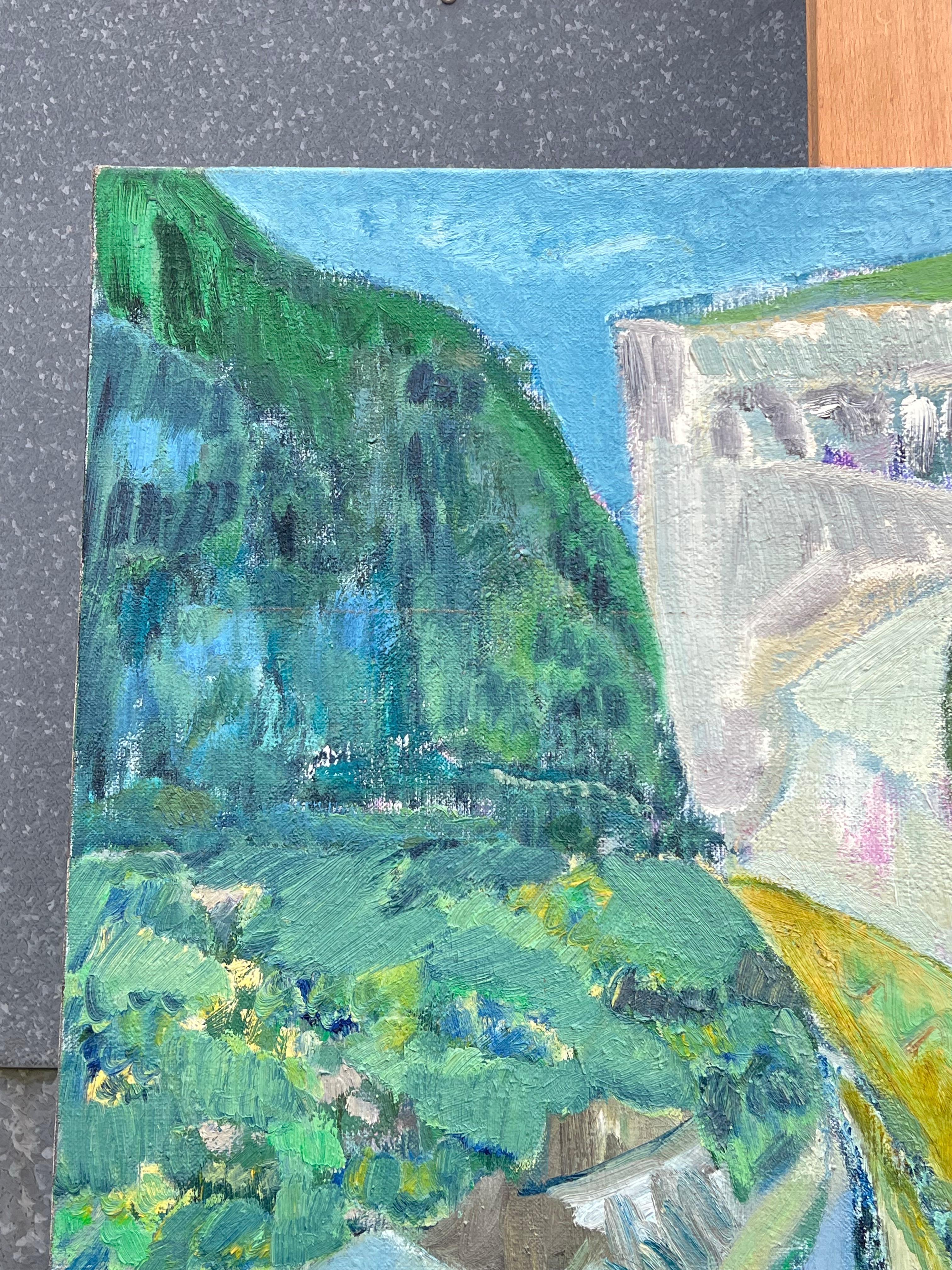 Grande paesaggio astratto francese del XX secolo Gorges De Verdon Provence - Landscape Painting Grigio di Gilbert Pelissier
