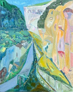 Large French 20th Century Abstract Landscape Gorges De Verdon Provence