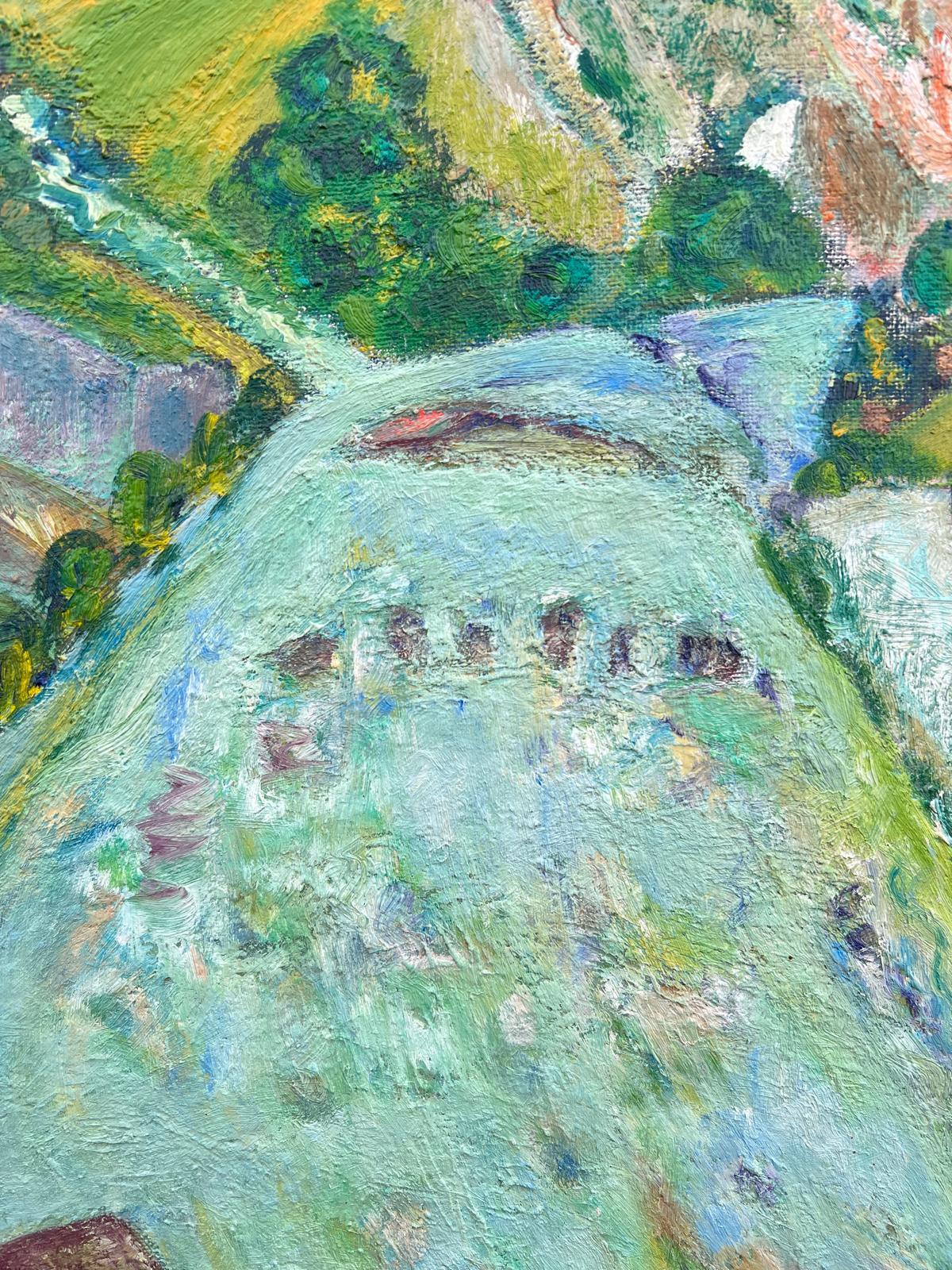 Grande paesaggio astratto francese del XX secolo Roll & Hill e valli lussureggianti - Painting Espressionismo astratto di Gilbert Pelissier