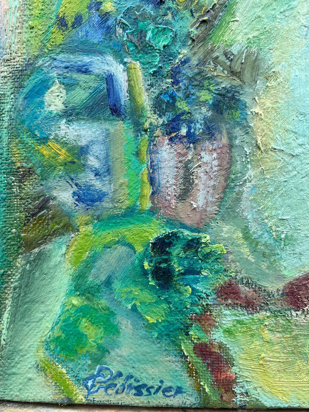 Grande paesaggio astratto francese del XX secolo Roll & Hill e valli lussureggianti - Abstract Painting Verde di Gilbert Pelissier