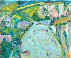 Grande paesaggio astratto francese del XX secolo Roll & Hill e valli lussureggianti