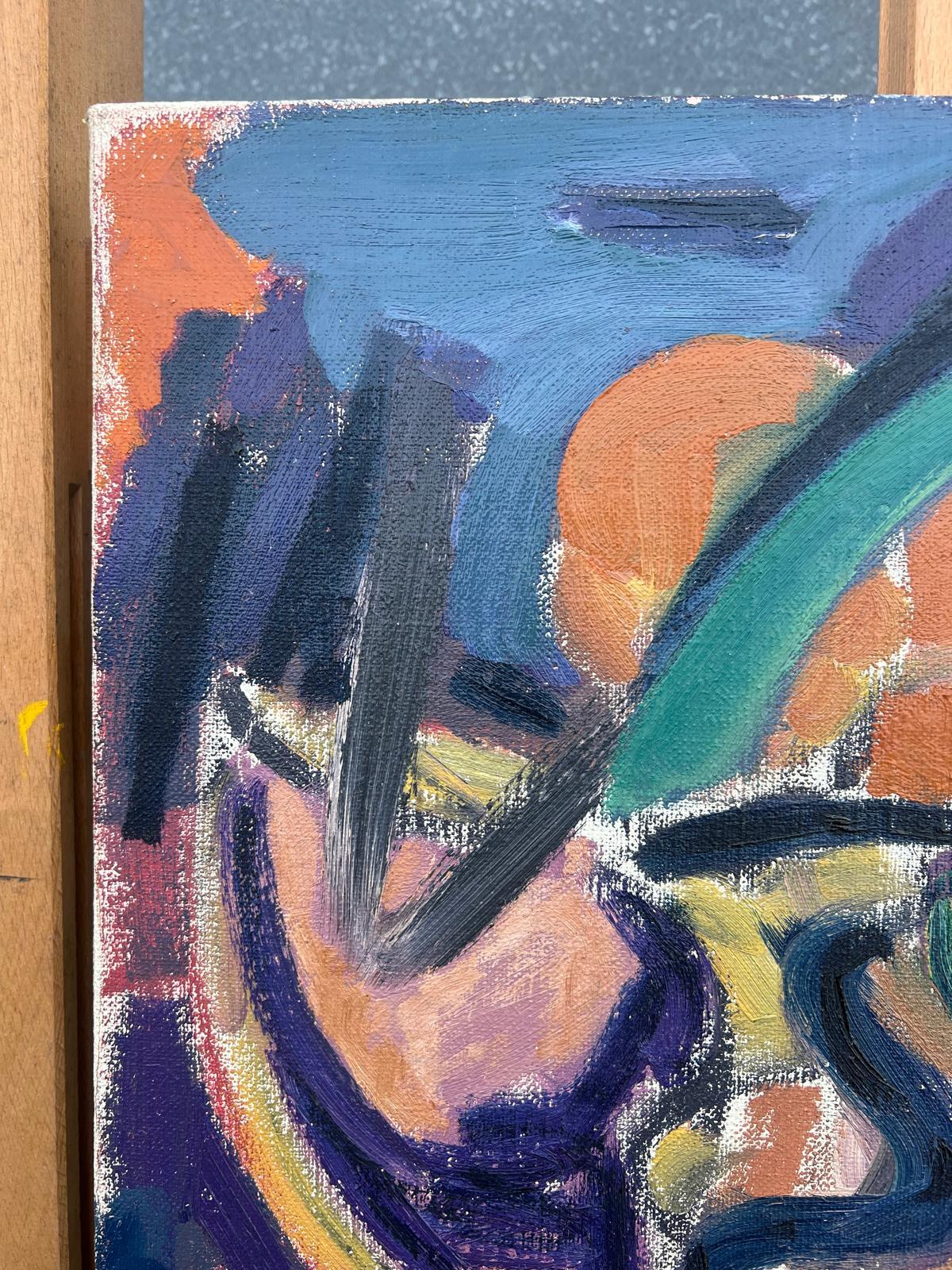 Large French 20th Century Painting Vibrant Bold Colours Dynamic Shapes Abstract For Sale 3
