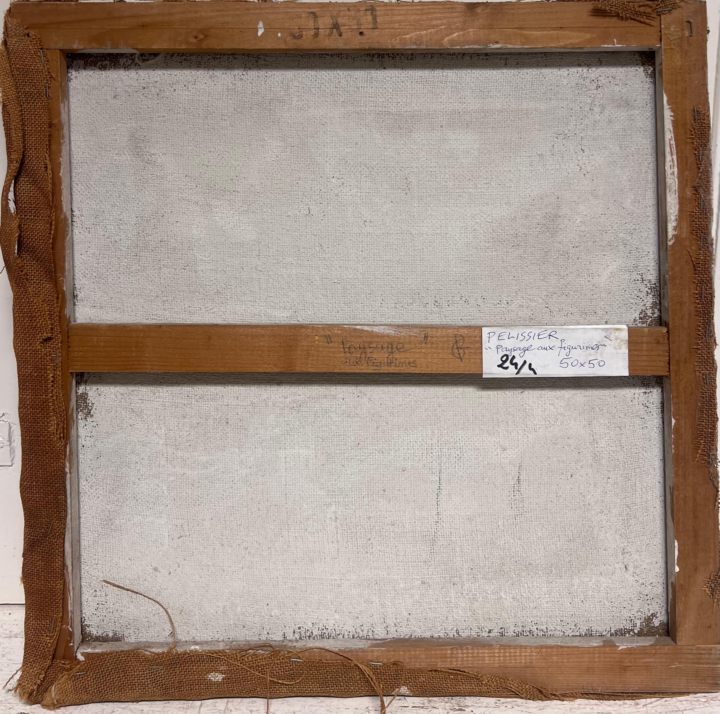Pittura astratta francese del XX secolo con vortice arancione e blu in vendita 7