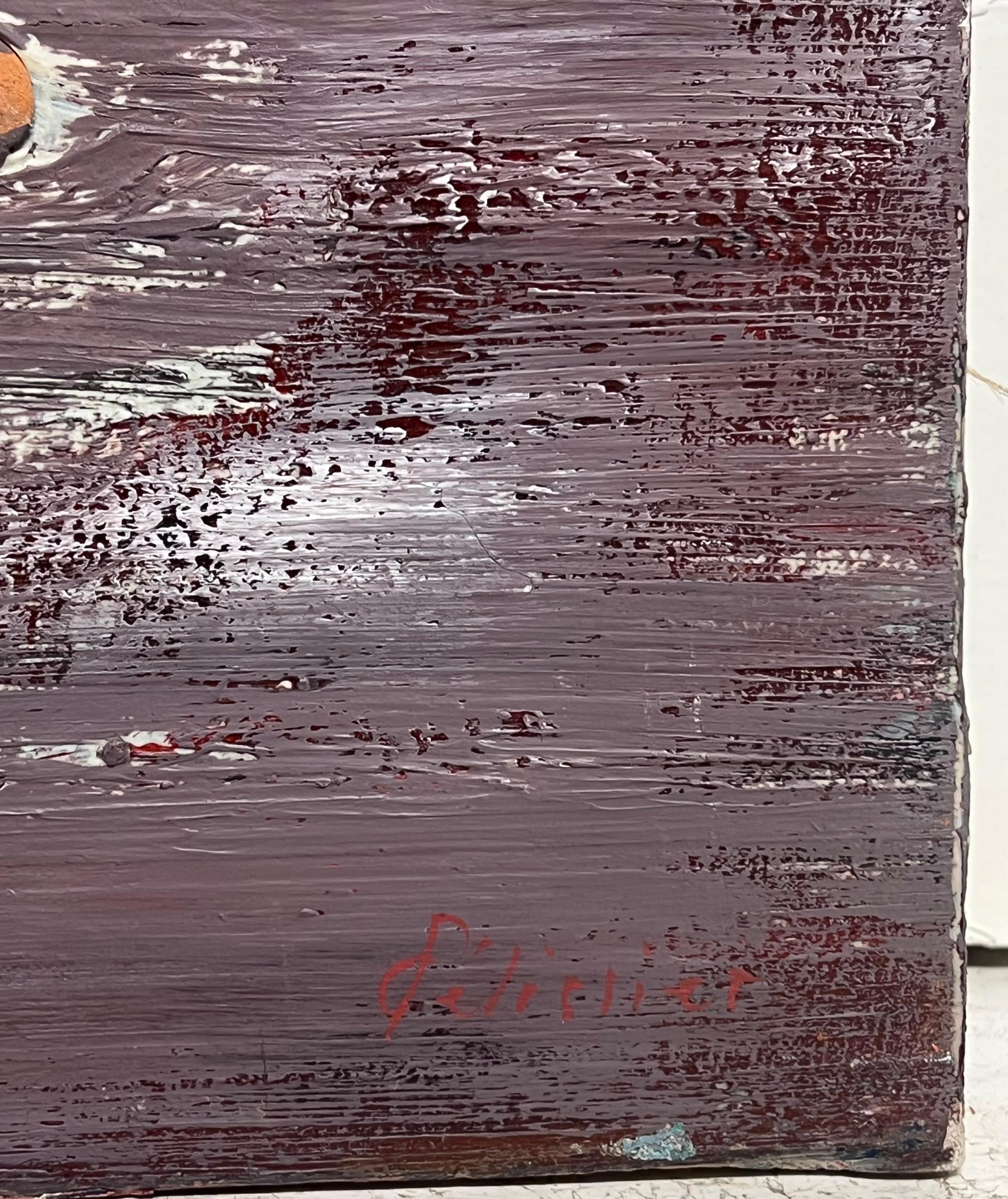 Abstrakt-expressionistische Komposition
unterzeichnet von Gilbert Pelissier (Franzose, geboren 1924)
Ölgemälde auf Leinwand, ungerahmt
Leinwandgröße: 31,5 x 16 Zoll
Zustand: insgesamt sehr gut, ein paar kleinere Oberflächenabschürfungen durch die