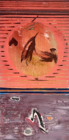 Círculo naranja en cielo ámbar Pintura abstracta francesa del siglo XX