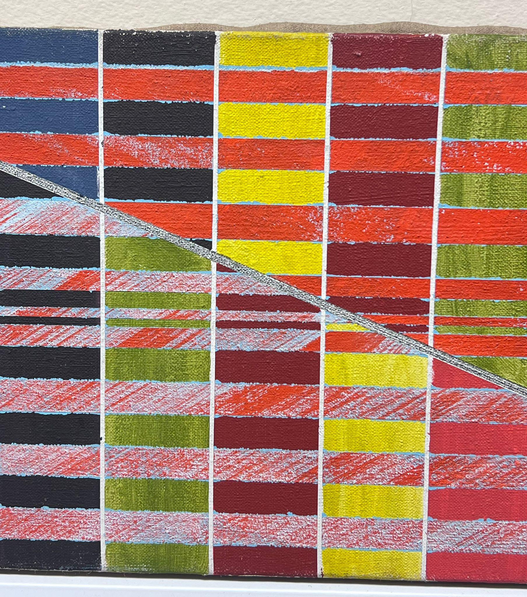 Pittura astratta originale francese del XX secolo Forme colorate cubiste 1976 - Abstract Painting Rosa di Gilbert Pelissier