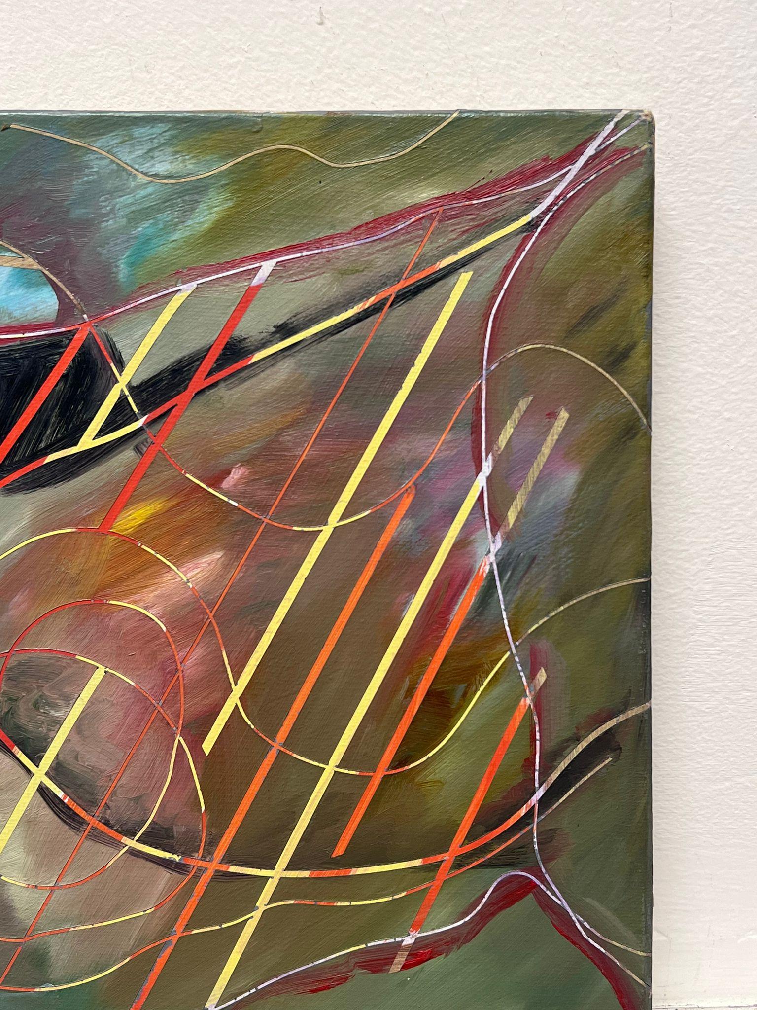 Original 20th Century French Abstract Painting Twirling Shapes 1985 For Sale 4