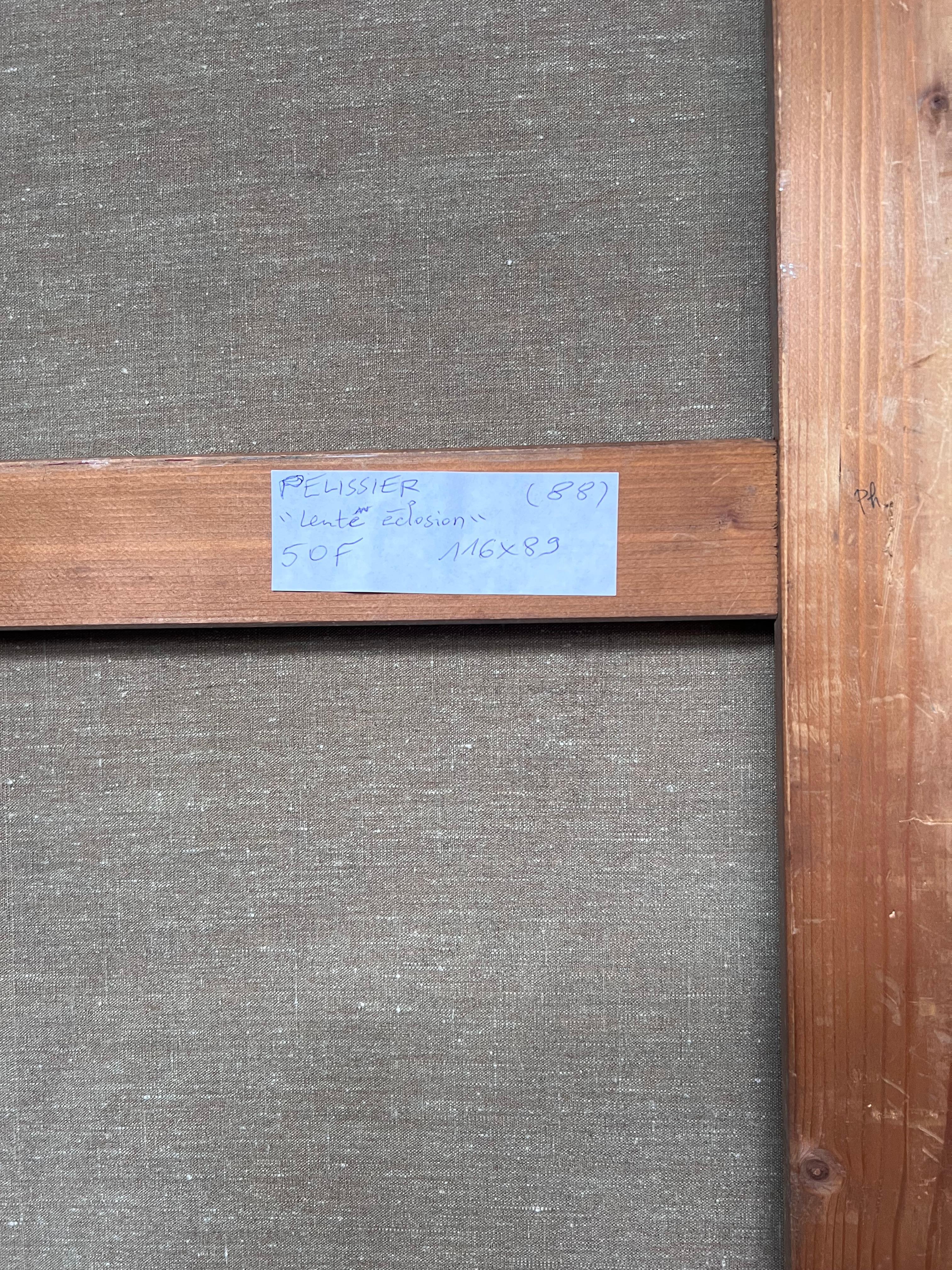 Pittura pastello viola e gialla astratta con linee eccentriche Secolo francese in vendita 3
