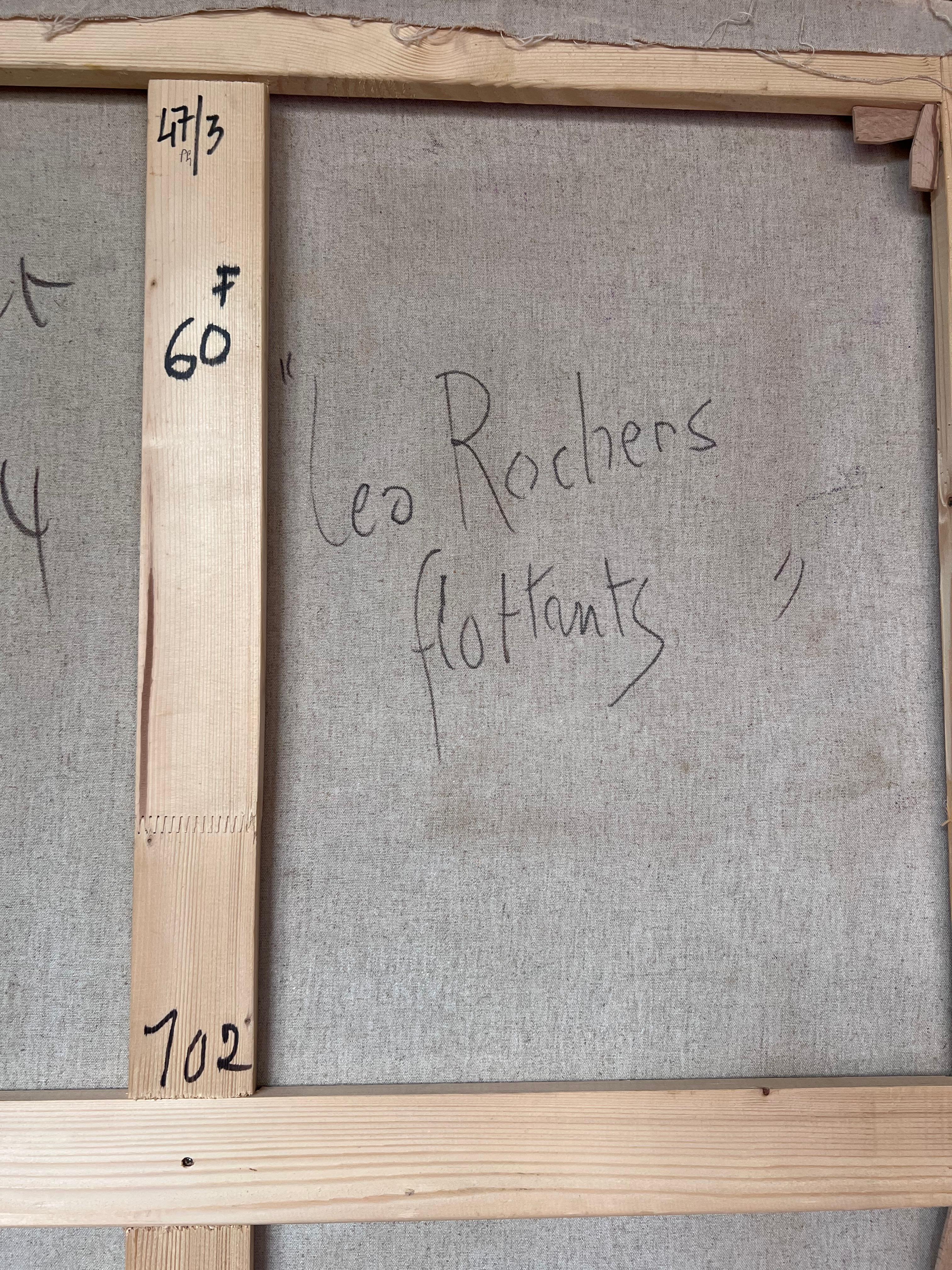 Astratto rosa e viola di cerchi arancioni  Pittura francese del XX secolo in vendita 6