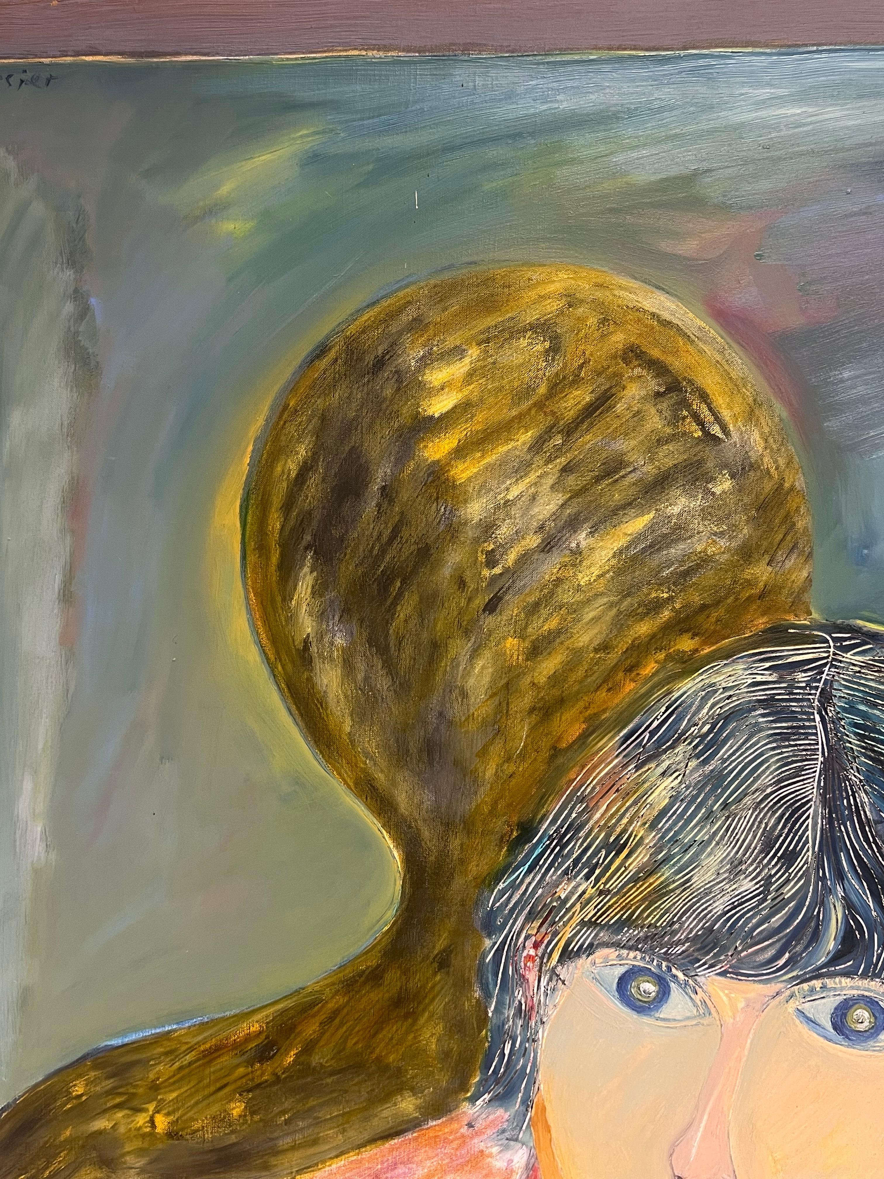 Portrait d'une figure en forme de lumière et d'ombre - Peinture abstraite française du 20e siècle en vente 2