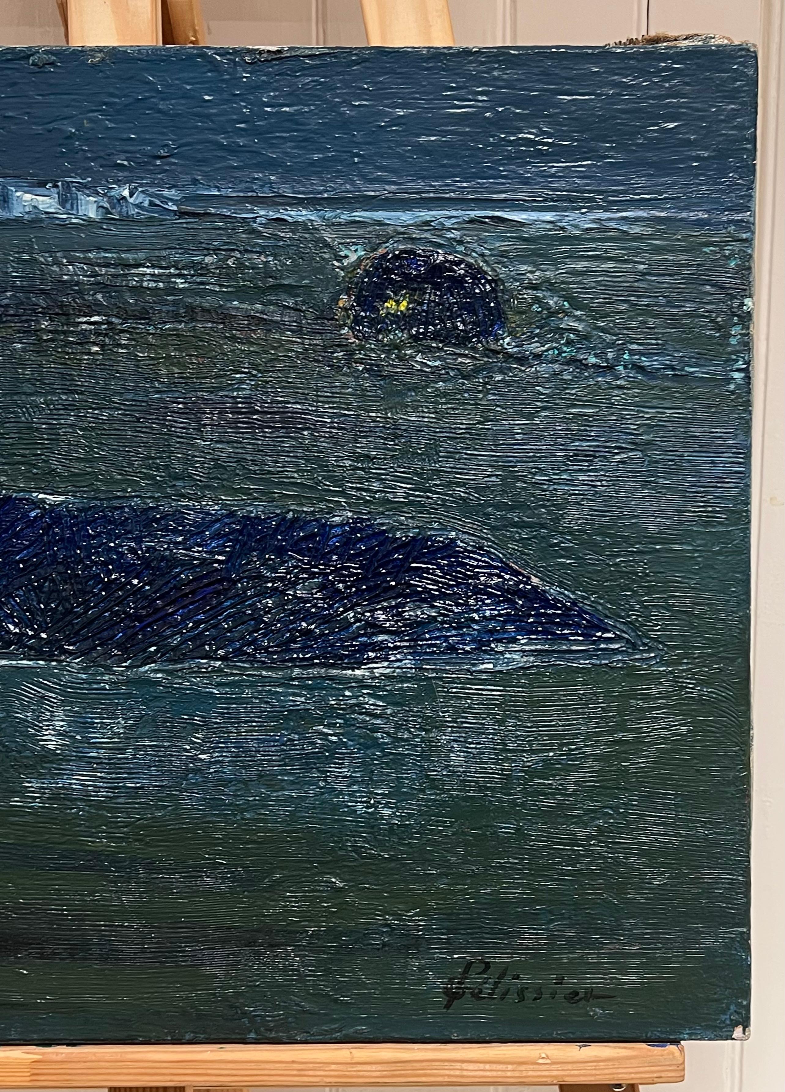 Composizione espressionista astratta
firmato da Gilbert Pelissier (francese, nato nel 1924)
dipinto a olio su tela, senza cornice
dimensioni della tela: 18 x 24 pollici
condizioni: complessivamente molto buone, alcuni lievi graffi superficiali