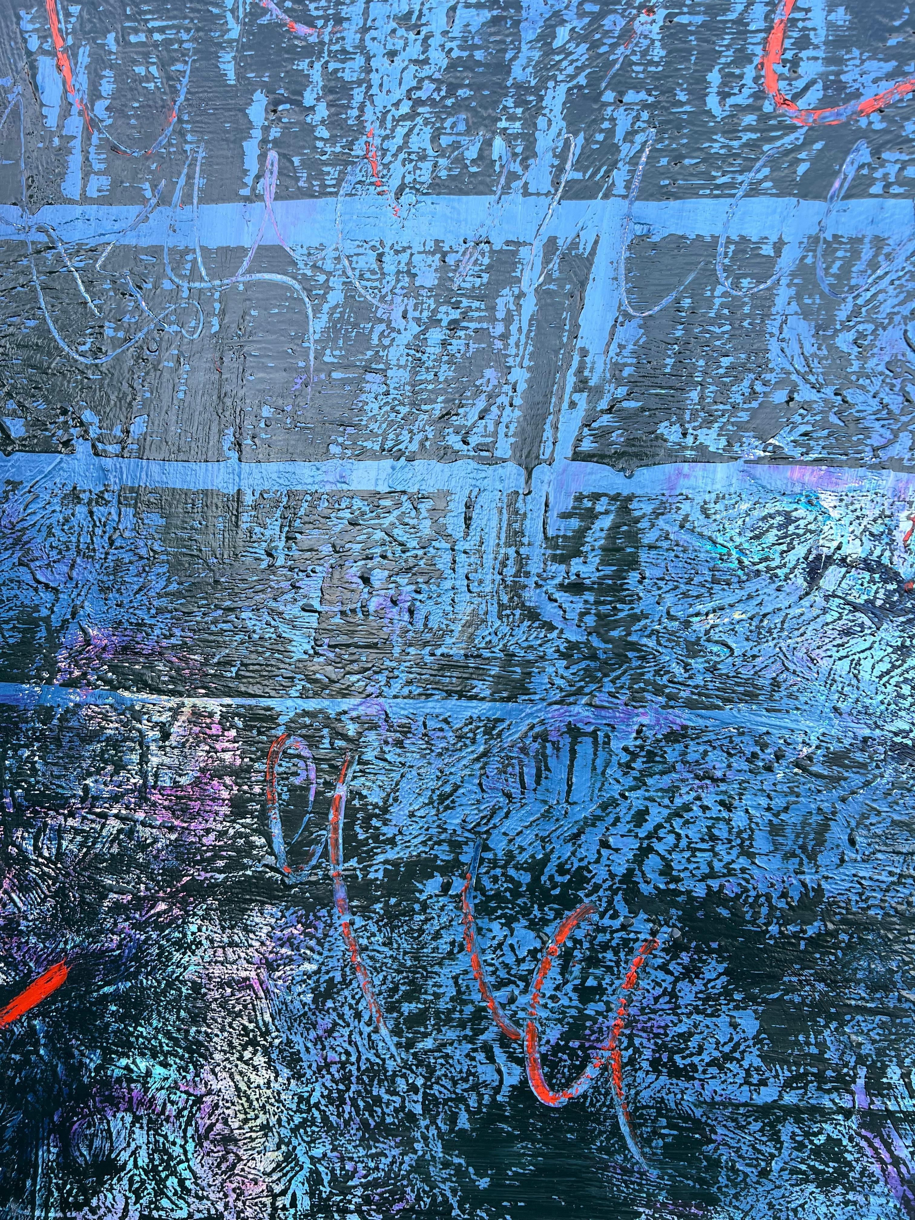 Quadro di composizione astratto a trama blu molto grande del XX secolo francese in vendita 2