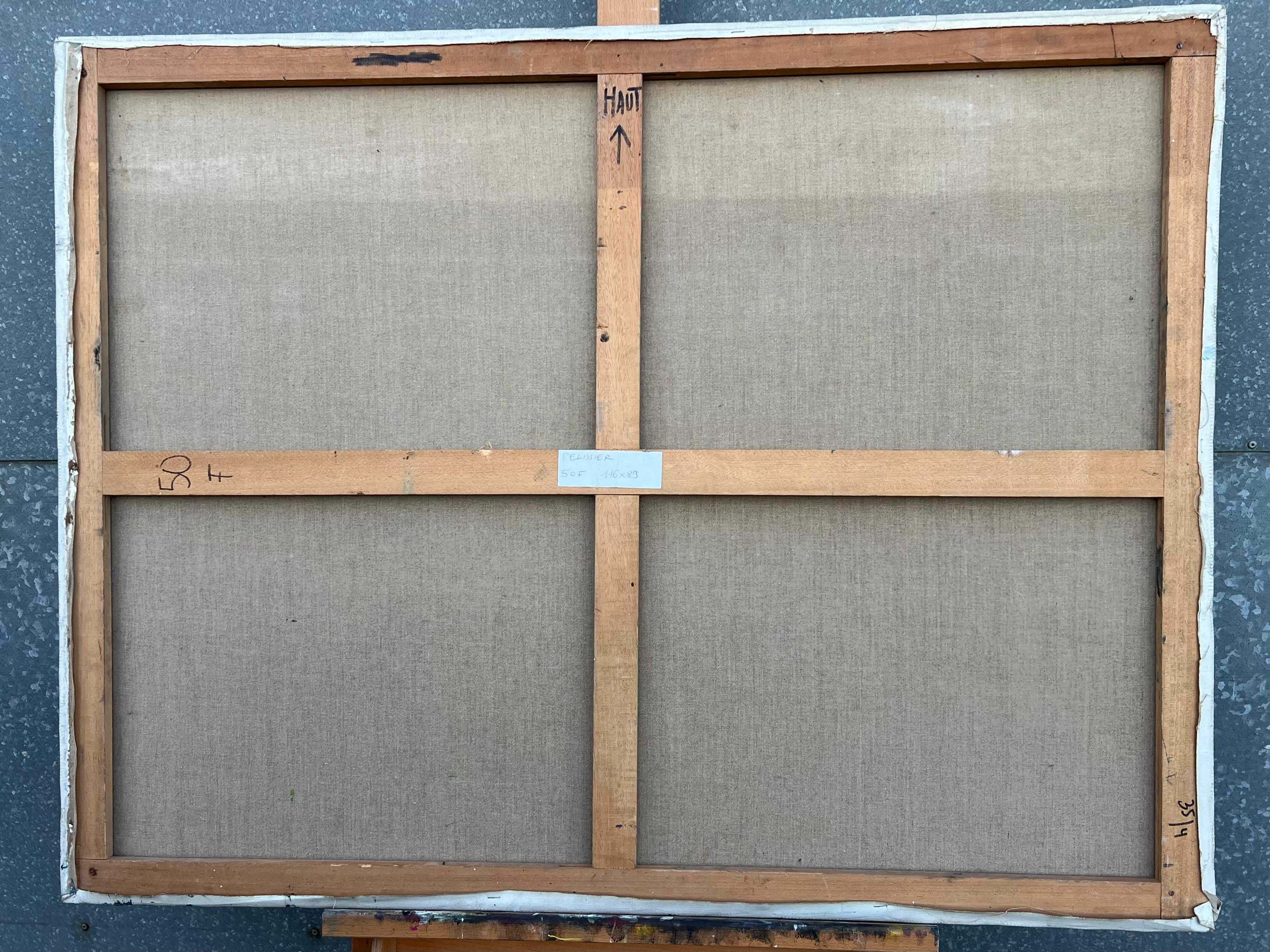 Quadro di composizione astratto a trama blu molto grande del XX secolo francese in vendita 3