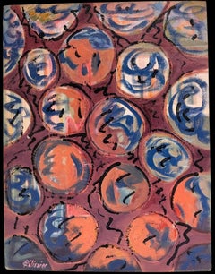 Peinture abstraite moderniste aux couleurs vives Peinture française du 20e siècle