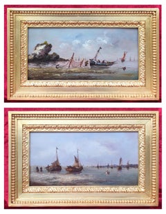 Antique Marines - Boats are Leaving for Fishing in Brittany