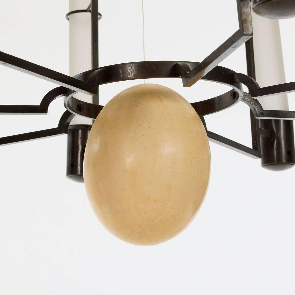 Art Déco Lampadario di struzzo di Gilbert Poillerat 1040 in vendita