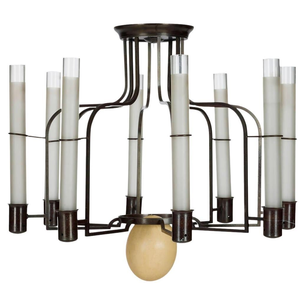 Lampadario di struzzo di Gilbert Poillerat 1040 in vendita