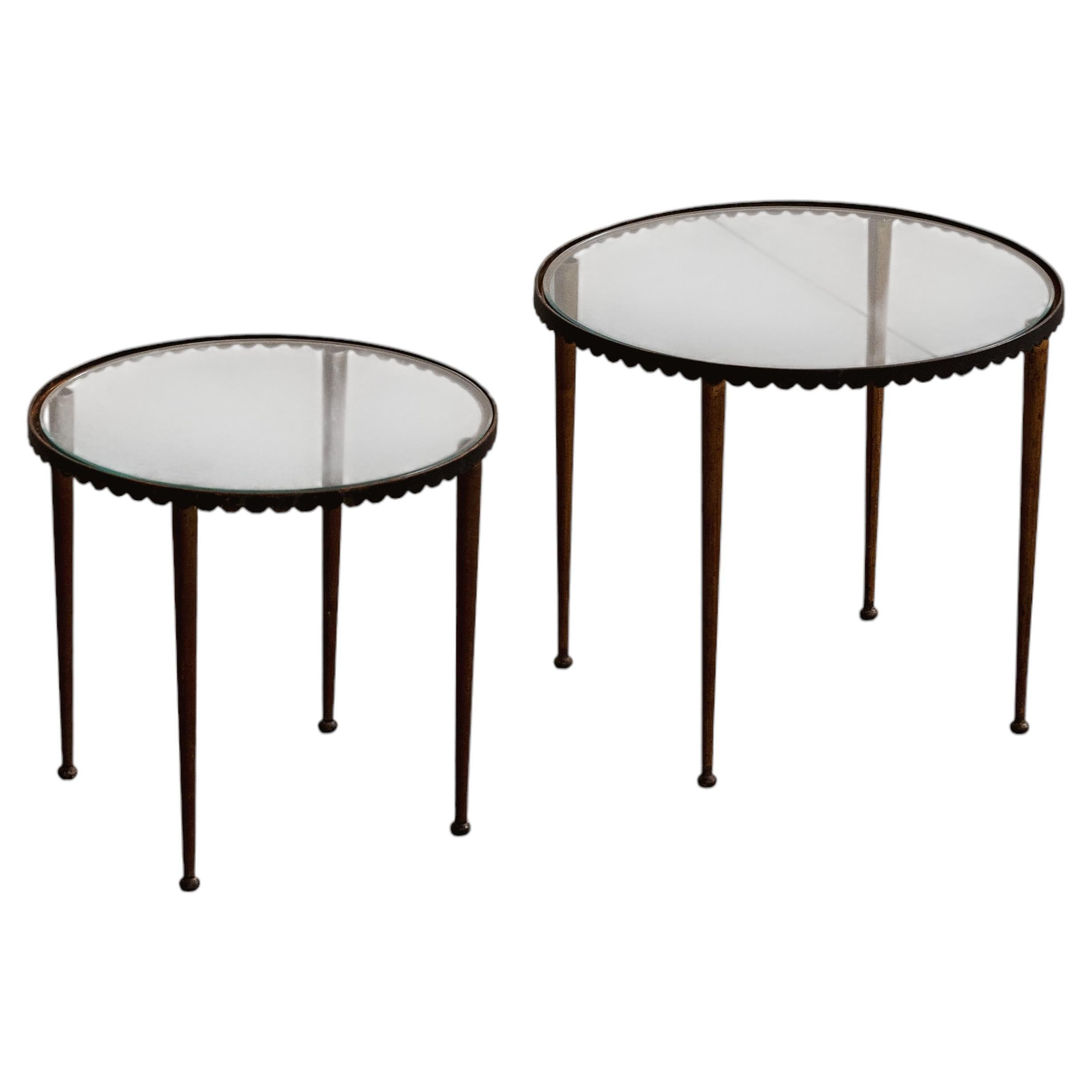 Gilbert Poillerat Art Deco Side Tables, 1940s, Set of 2