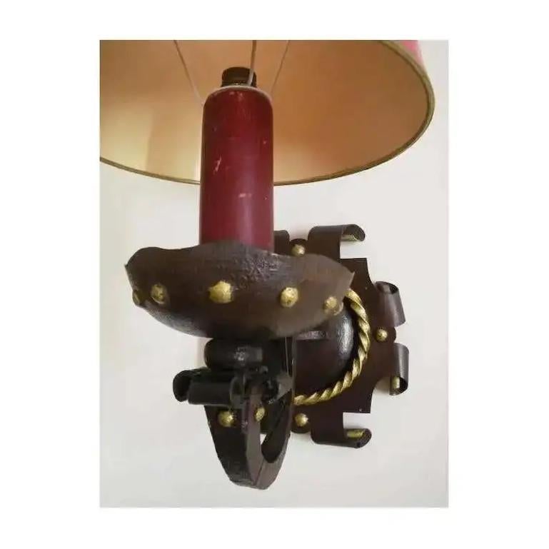 Mid-20th Century Gilbert Poillerat French Gothic Wrought-Iron Wall Sconce, 1940s For Sale