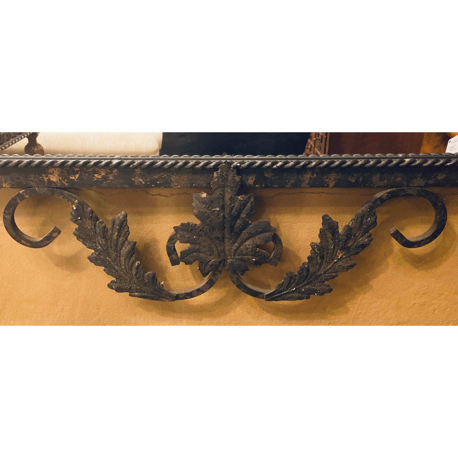  Wall or Console Mirror Neptune Design in Gilbert Poillerat Style Wrought Iron In Good Condition In Plainview, NY