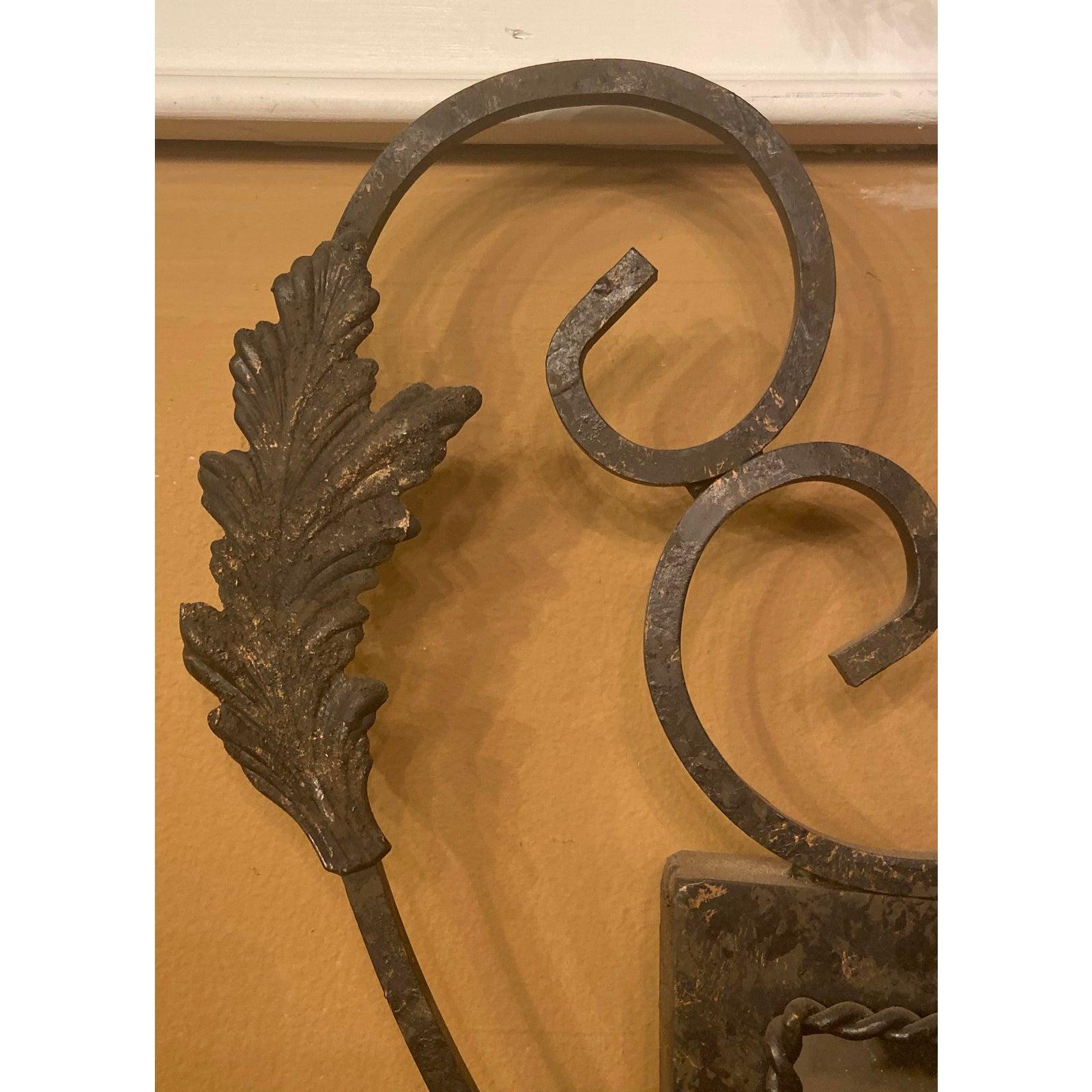 Late 20th Century  Wall or Console Mirror Neptune Design in Gilbert Poillerat Style Wrought Iron