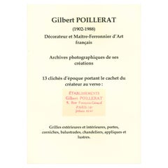 Gilbert Poillerat, Photographic Archive of 13 Original Designs