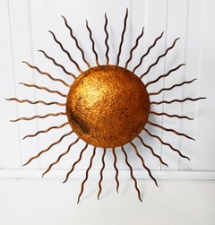 Sunburst Flush Light or Wall Light Att. to Gilbert Poillerat, 1930s
