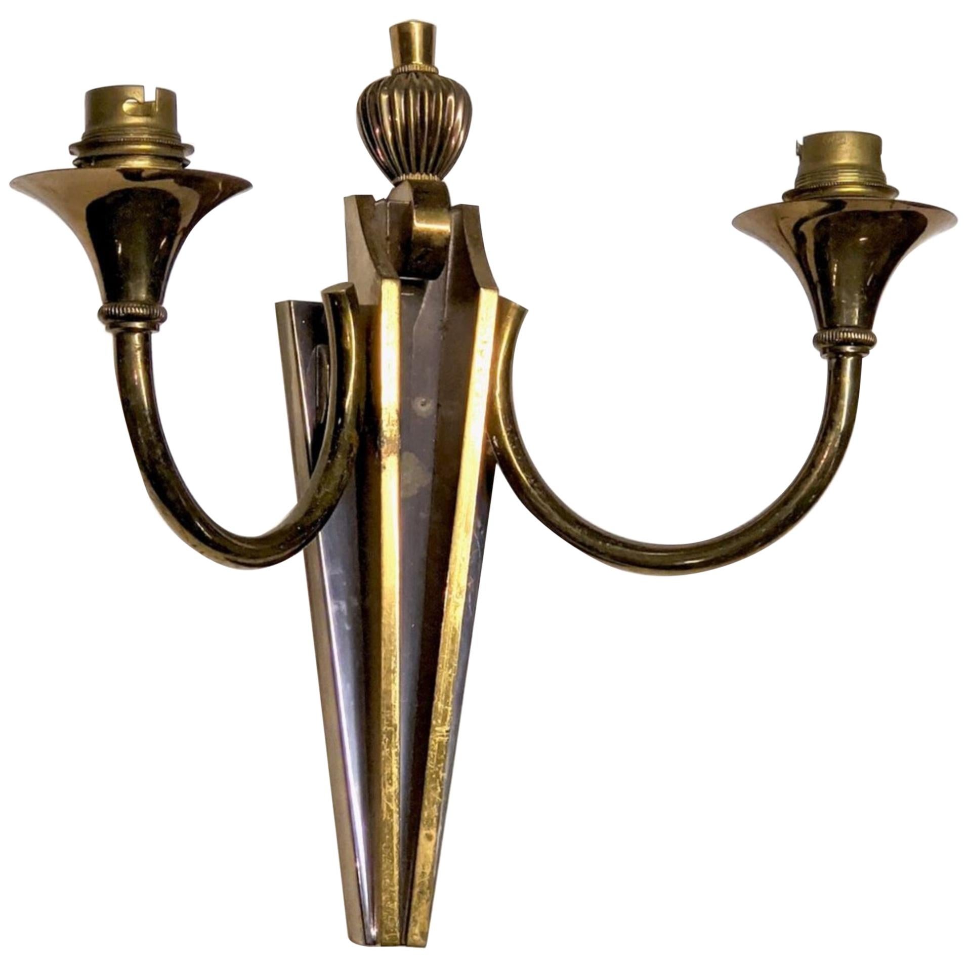 Gilbert Poillerat Three Two-Branch Sconces For Sale