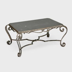 Gilbert Poillerat Schmiedeeisen und Stein Kaffeetisch Frankreich 1940er Jahre