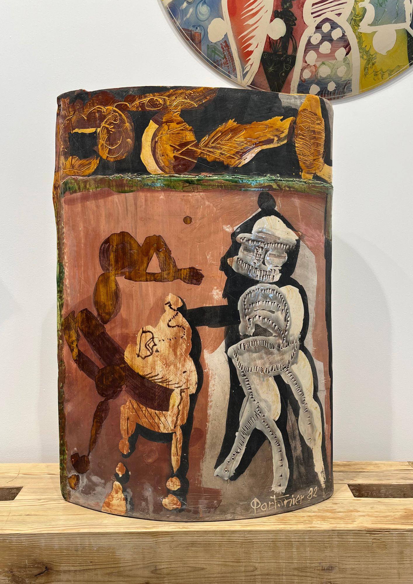 Vase rectangulaire élancé - Marron Abstract Sculpture par gilbert Portanier 